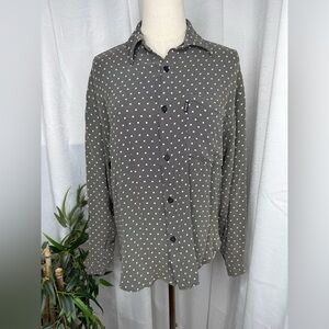 CAFÉ Men’s Vintage Textured Long-Sleeve Button Down Shirt Tan/Black Sz 0